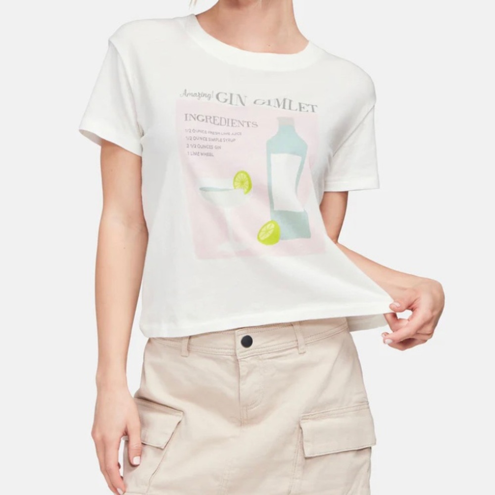 WILDFOX Gin Gimlet Jamie Tee NWT Snow White Graphic Crop Tee Boxy Fit